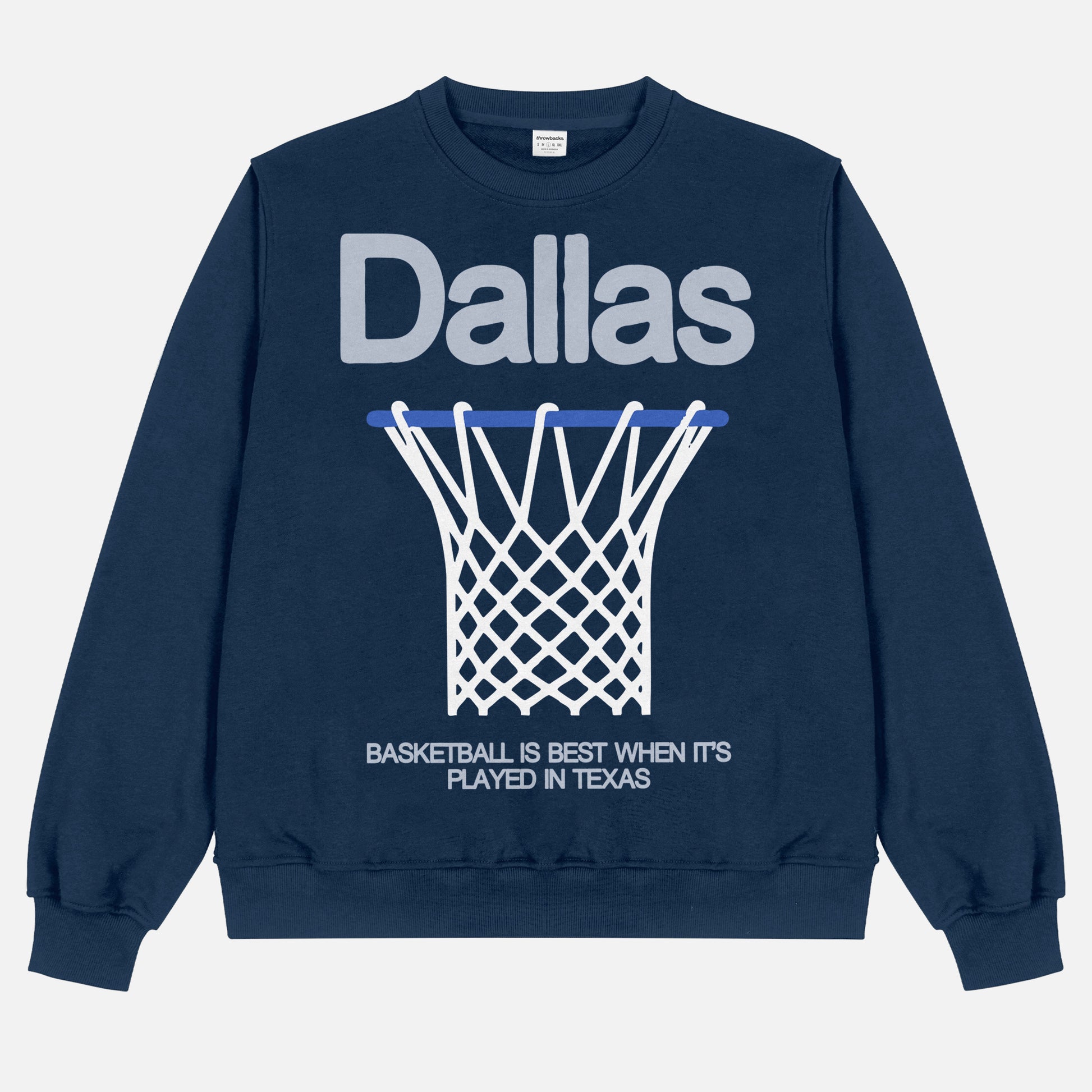 Heavyweight Dallas Mavericks streetwear sweatshirt in navy from men and women, oversized vintage bball crewneck