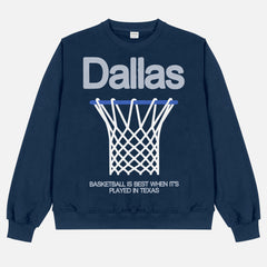 Heavyweight Dallas Mavericks streetwear sweatshirt in navy from men and women, oversized vintage bball crewneck