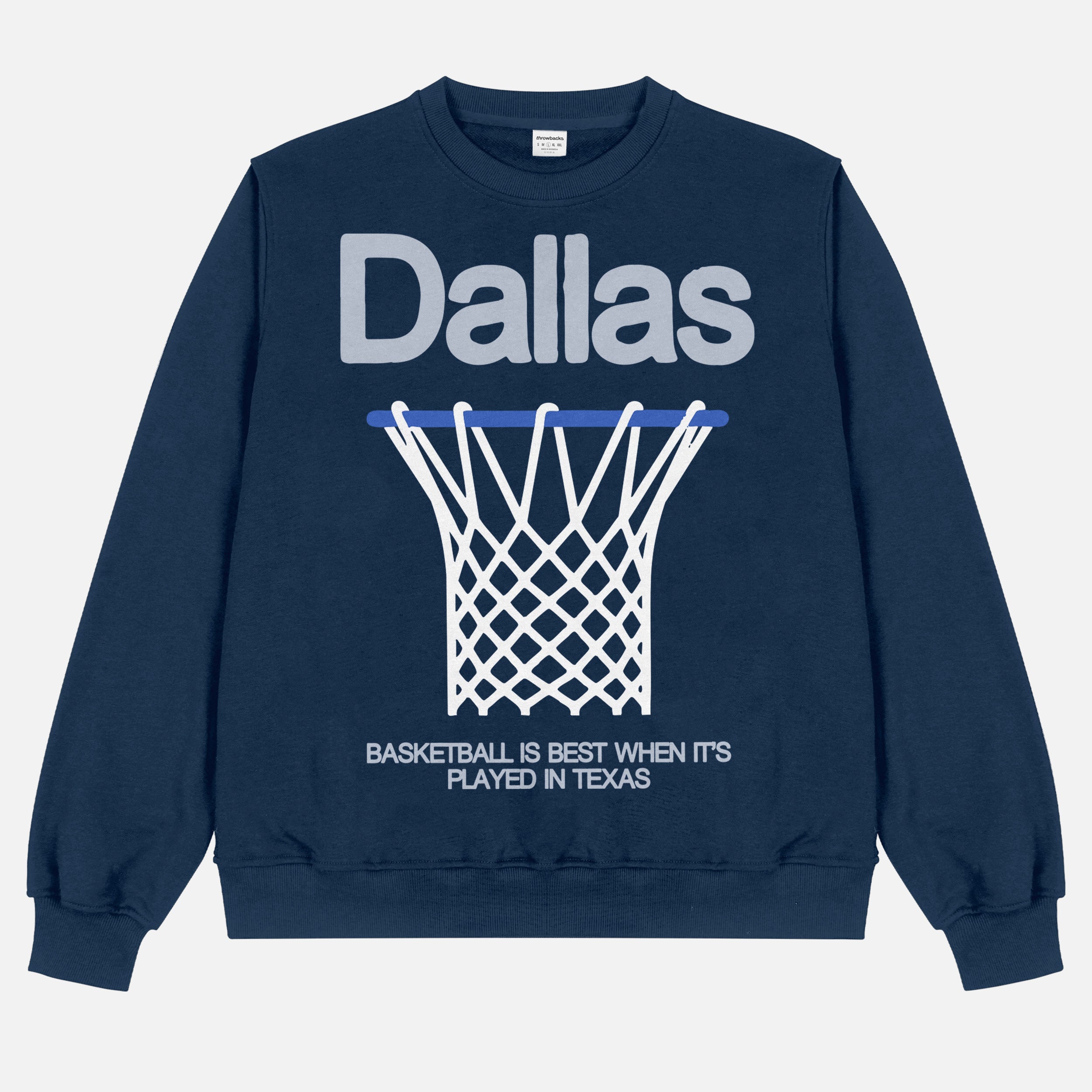Heavyweight Dallas Mavericks streetwear sweatshirt in navy from men and women, oversized vintage bball crewneck