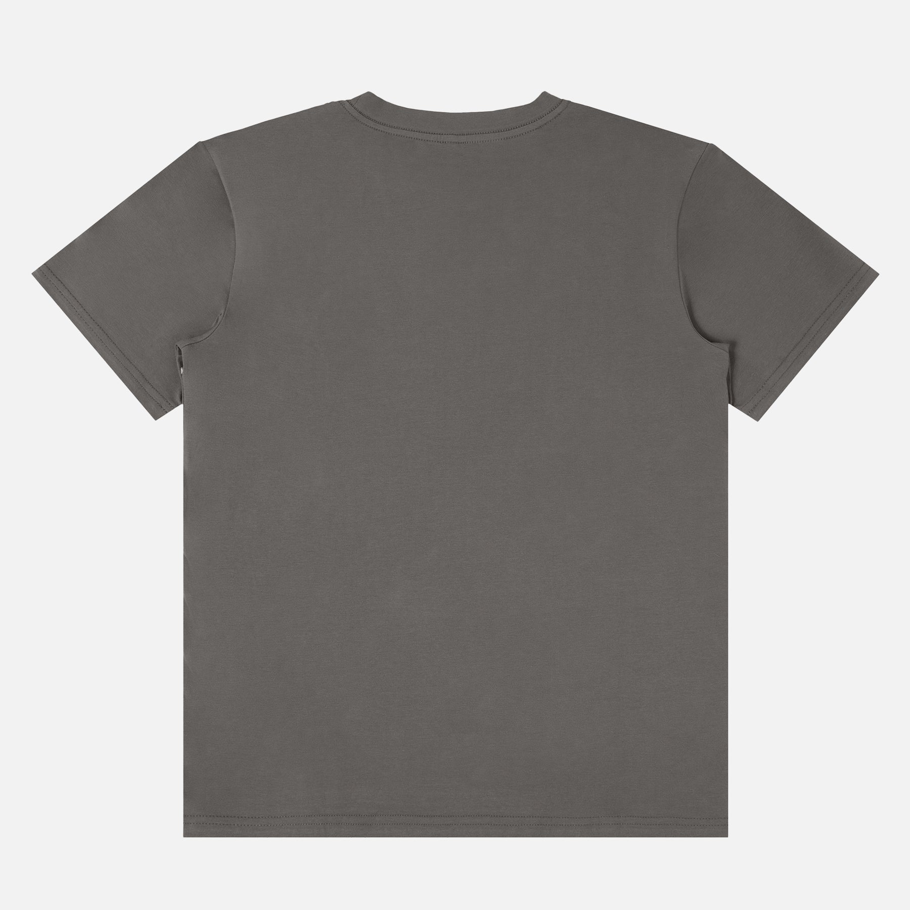 back of a premium charcoal grey heavyweight t-shirt for sale at Throwbacks
