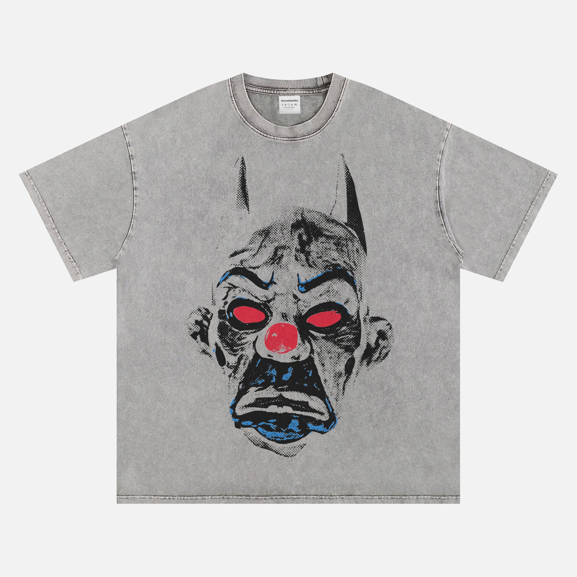 The Dark Knight movie streetwear t-shirt, distressed batman joker portrait graphic tee in grey