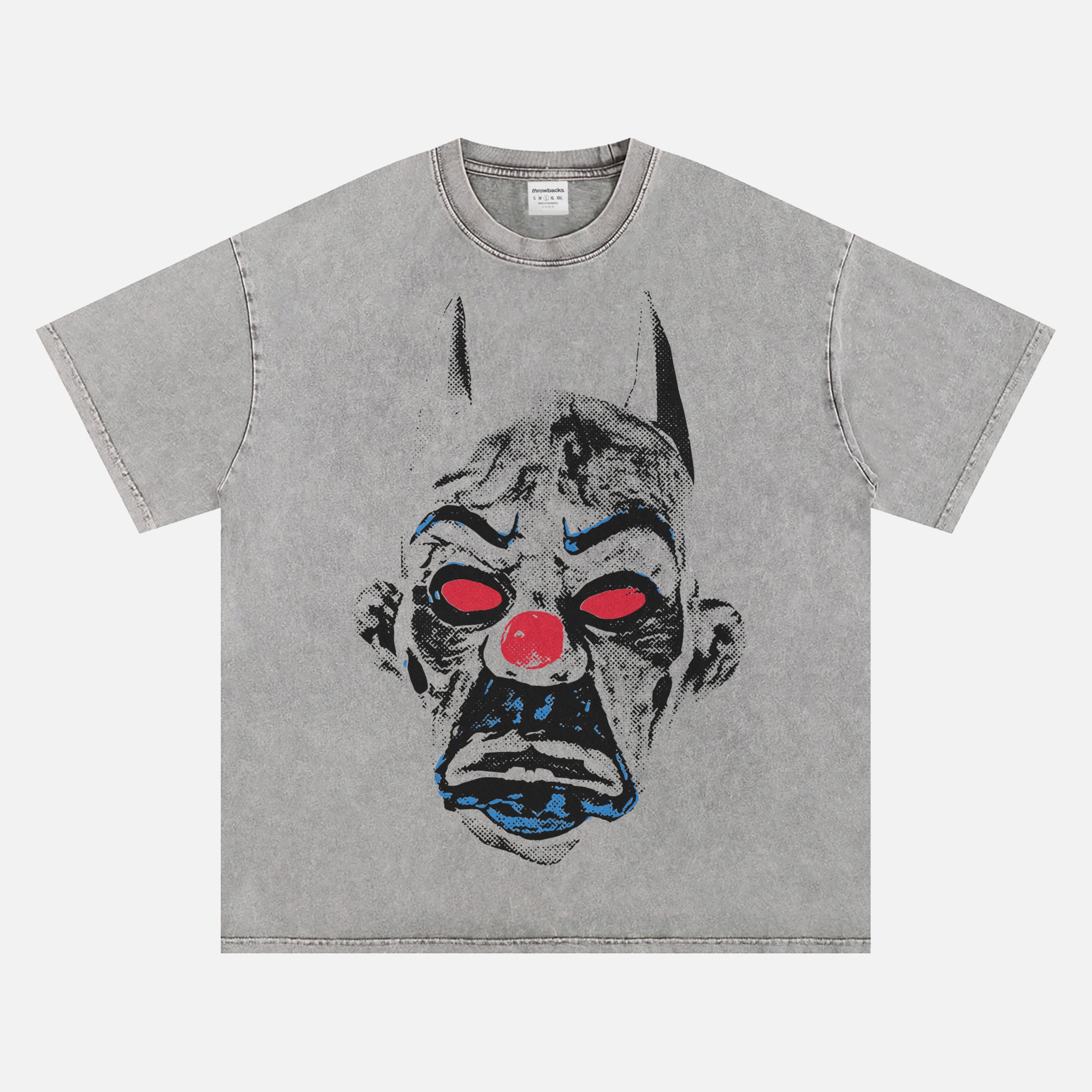 The Dark Knight movie streetwear t-shirt, distressed batman joker portrait graphic tee in grey