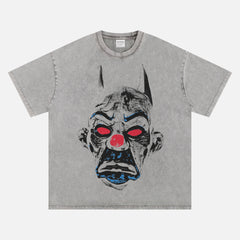 The Dark Knight movie streetwear t-shirt, distressed batman joker portrait graphic tee in grey