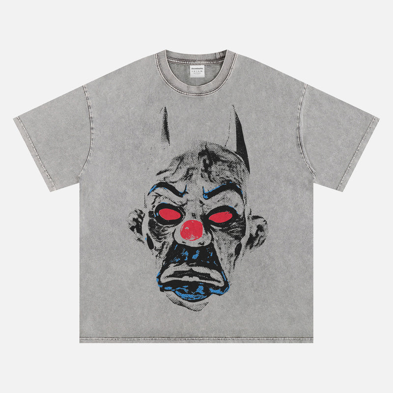 The Dark Knight movie streetwear t-shirt, distressed batman joker portrait graphic tee in grey
