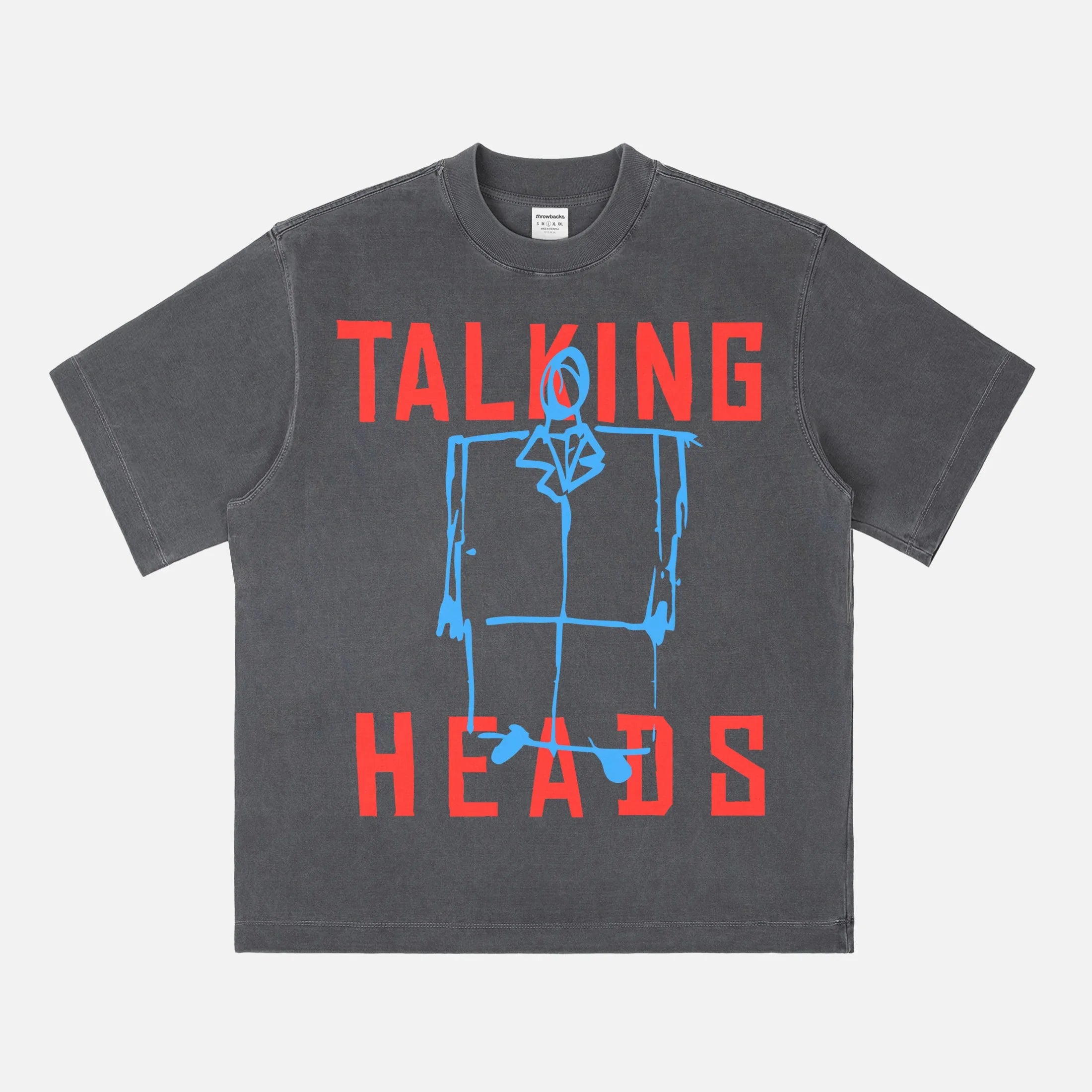 Retro Talking Heads band t-shirt, vintage 80s music graphic tee with david byrne suit art sketch apparel