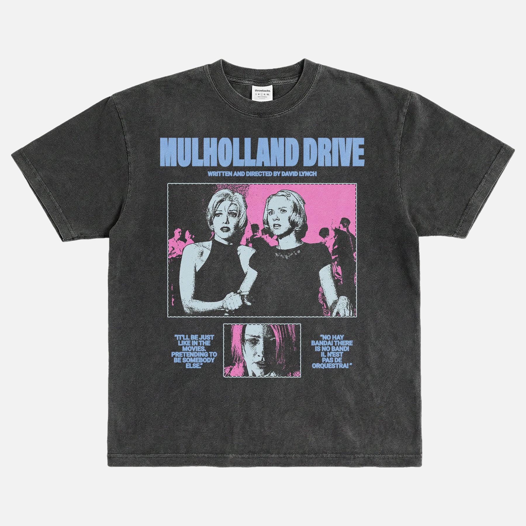 David Lynch Muholland Drive movie bootleg streetwear graphic t-shirt on faded black unisex graphic tee
