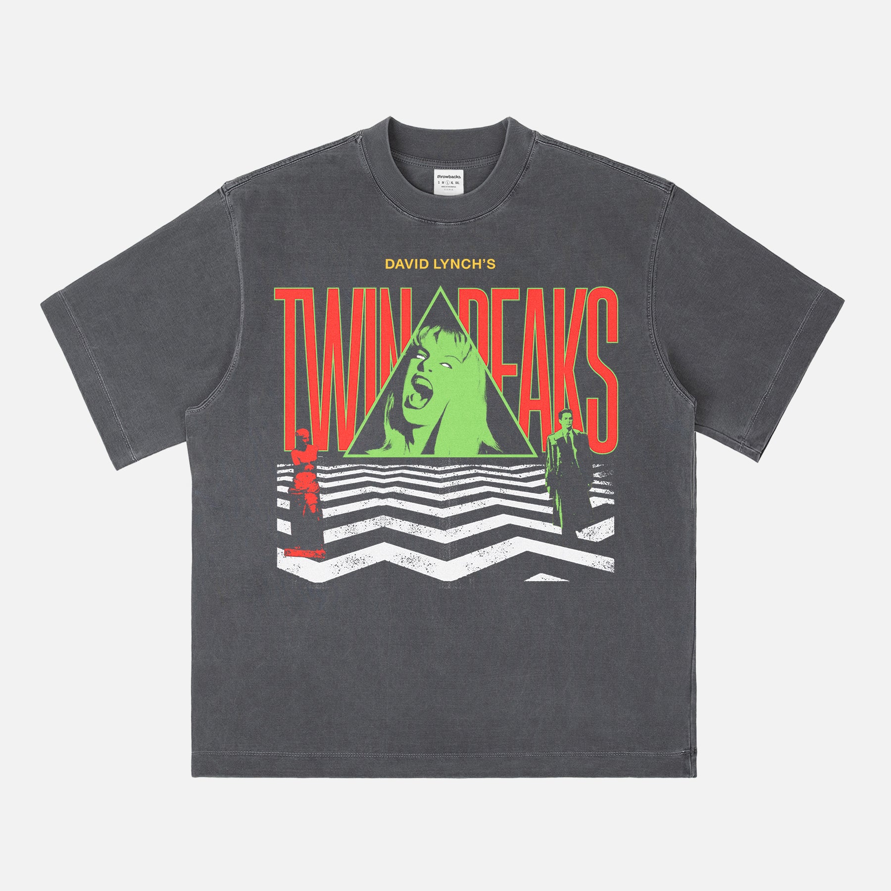 Washed black Twin Peaks graphic tee shirt for david lynch and fire walk with me movie and tv show fans