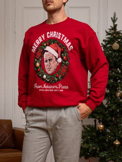 Funny Die Hard Christmas Movie sweatshirt, retro 80s John McClane NAkatomi plaza ugly xmas sweater in red at Throwbacks