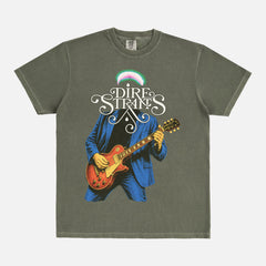Retro Dire Straits Album t-shirt, old school washed green 80s rock band graphic tee