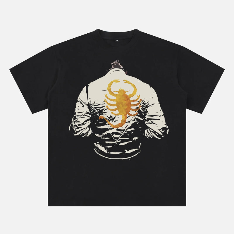 Retro Drive 2011 Movie streetwear graphic tee shirt with scorpion jacket movie poster art on black shirt