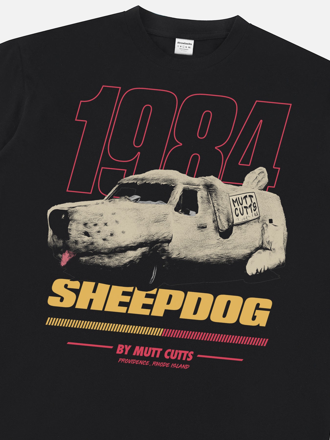 Funny Dumb and Dumber movie graphic tee shirt with retro Mutt Cutts Sheep Dog van art 