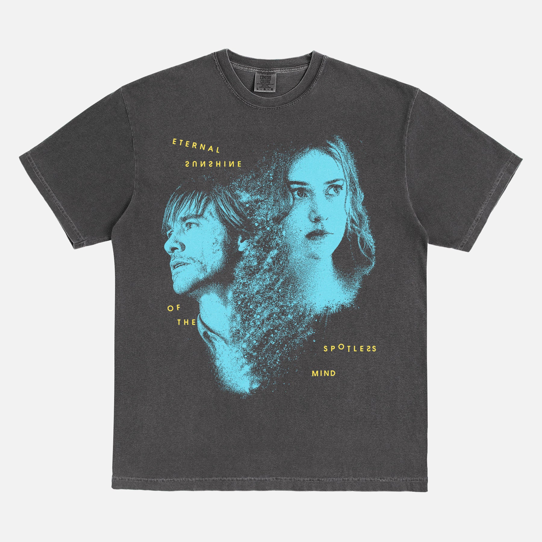 Cute Eternal sunshine of the spotless mind movie t-shirt with Joel and Clementine on a washed black Comfort Colors graphic tee