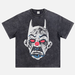 The Dark Knight movie streetwear t-shirt, distressed batman joker portrait graphic tee in black