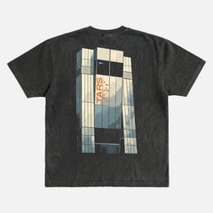 Christpher Nolan Interstellar Movie t-shirt, washed black streetwear style graphic tee with Tars illustration and logo