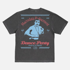 Funny Severance TV show graphic tee, black comfort colors Lumon macrodata refinement dance party t-shirt with front back print at throwbacks
