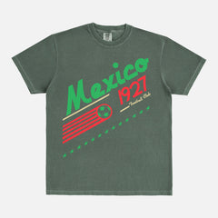 Retro Faded green Mexico Football Team World Cup Graphic t-shirt with old school 90s soccer design on a unisex comfort Colors tee