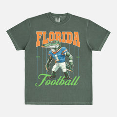 Vintage green Florida Gators College Football graphic tee with oversized gator pinstripes on a unisex comfort colors shirt