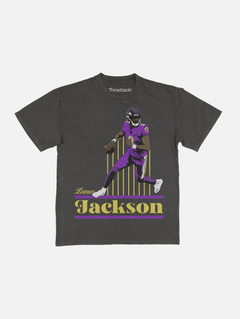 Retro Lamar Jackson Faded Washed black Graphic Tee Shirt for Baltimore Ravens football fans