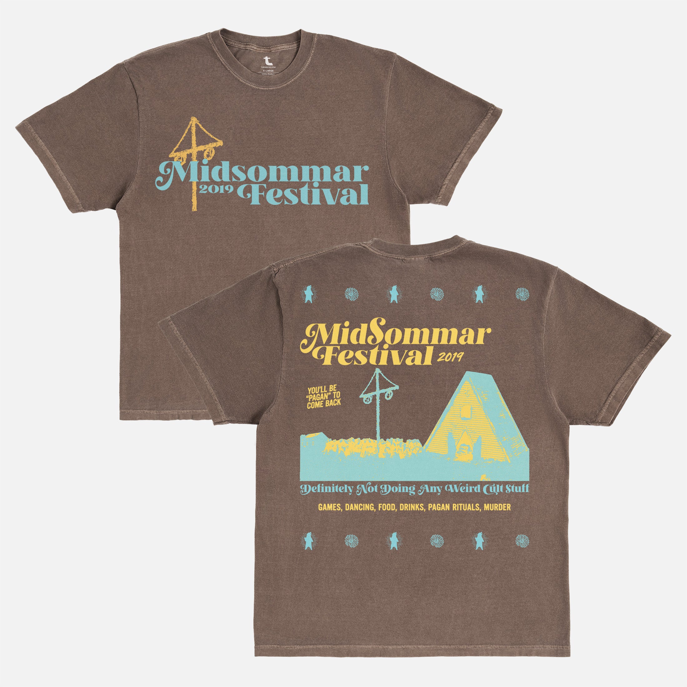 A24 Horror movie t-shirt midsommar 2019 washed brown oversized comfort color funny movie graphic tee