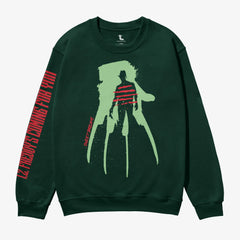 Freddy Krueger sweatshirt, retro 80s horror movie Nightmare on Elm Street crewneck sweater with sleeve text print 