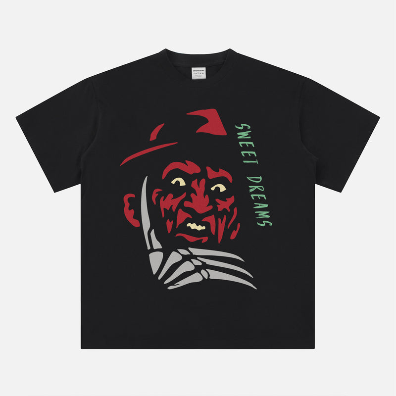 Black Retro A Nightmare on Elm Street horror movie graphic tee, Freddy Krueger sweet dreams t-shirt