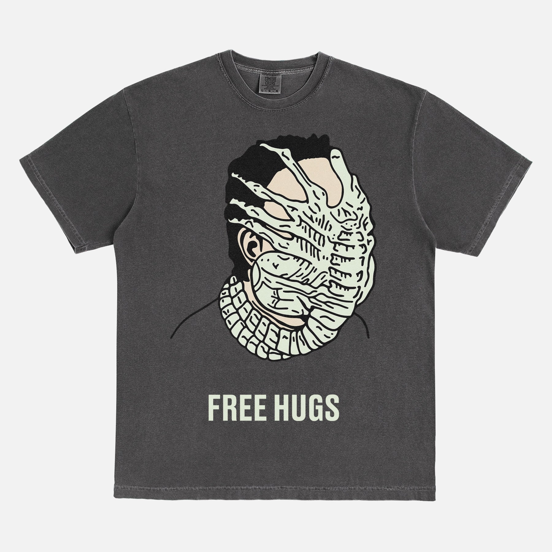 Retro funny alien movie Face Hugger Free Hugs Graphic Tee Shirt for Sale