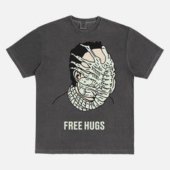 Retro funny alien movie Face Hugger Free Hugs Graphic Tee Shirt for Sale