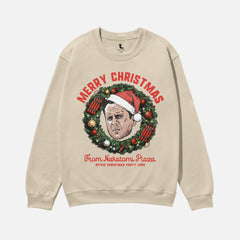 Funny Die Hard Christmas Movie sweatshirt, retro 80s John McClane NAkatomi plaza ugly xmas sweater in beige  at Throwbacks