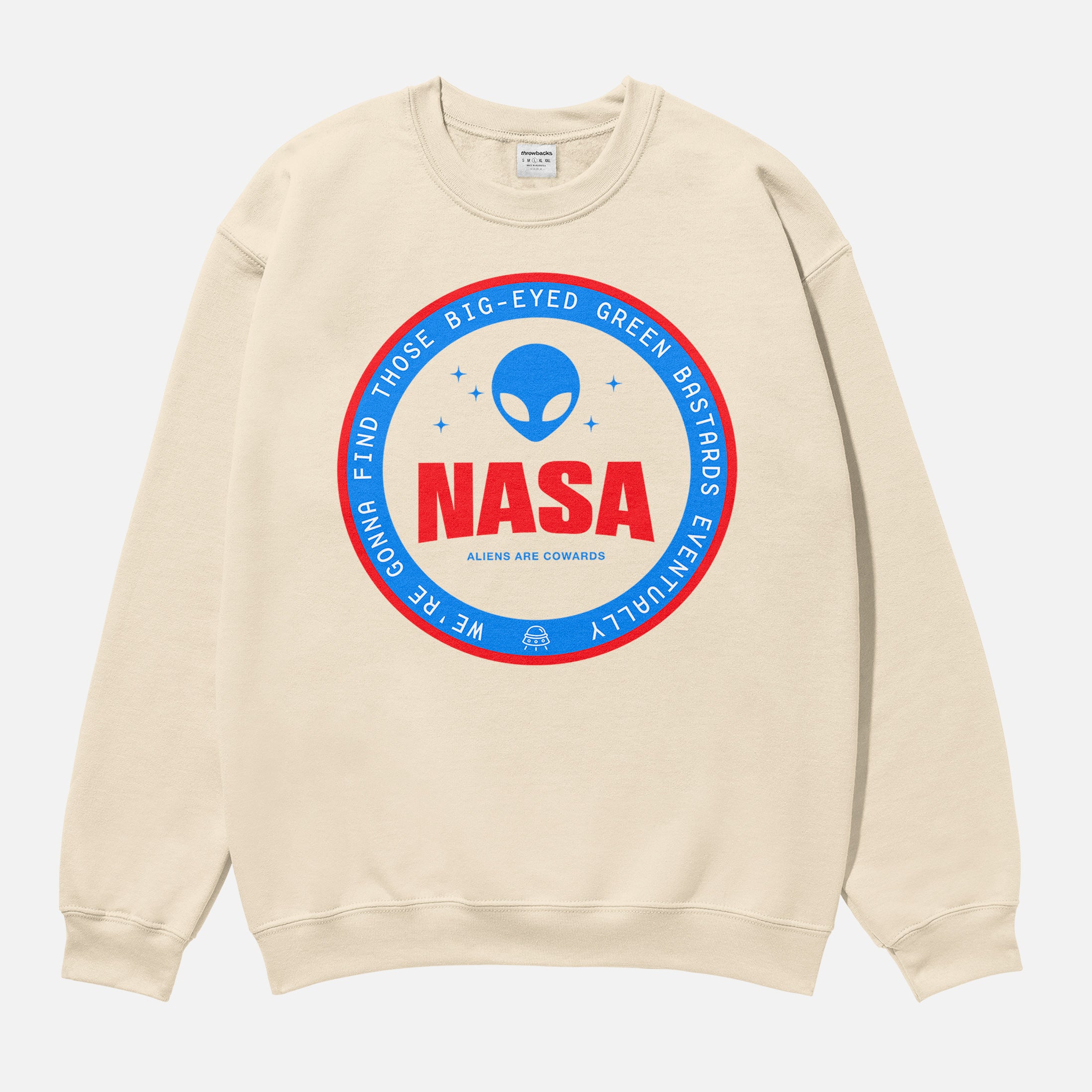 Funny NASA Alien logo sweatshirt, silly NASA UFO badge logo crewneck sweatshirt for men and women