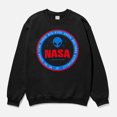 Funny NASA Alien logo sweatshirt, silly NASA UFO badge logo crewneck sweatshirt for men and women
