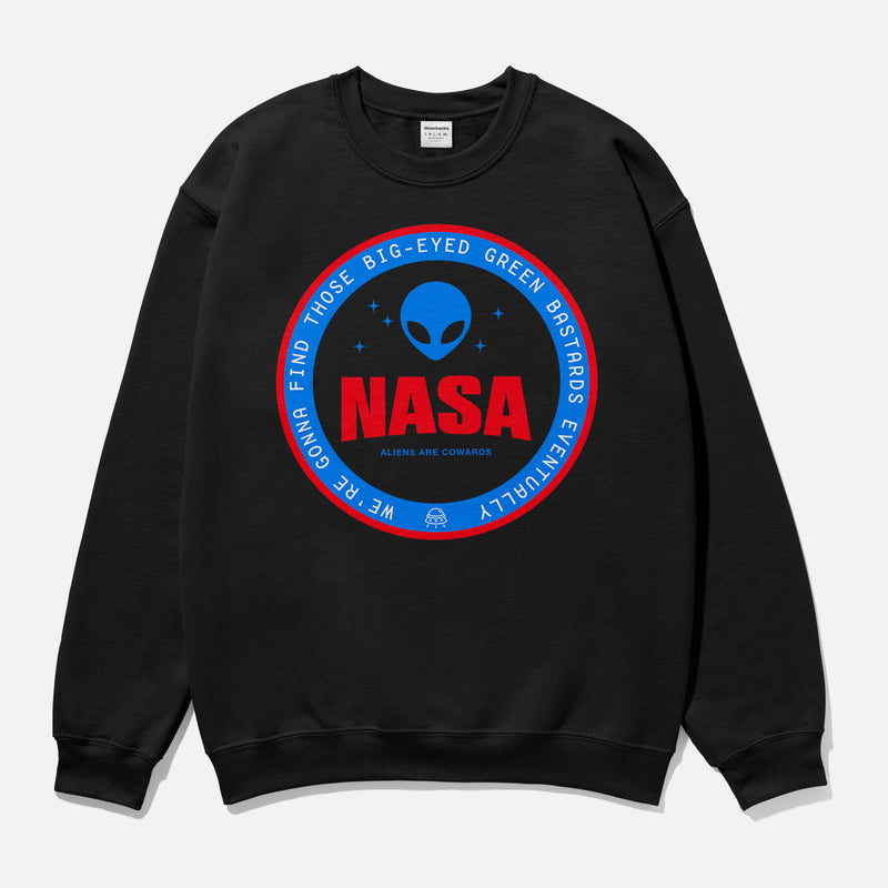 Funny NASA Alien logo sweatshirt, silly NASA UFO badge logo crewneck sweatshirt for men and women