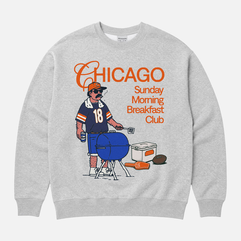 Retro Chicago Bears football fan sweatshirt  with funny tailgating drinking graphic on a unisex crewneck