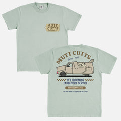 Funny Dumb and Dumber movie t-shirt with Mutt Cutts logo and sheepdog can on a unisex comfort colors tee