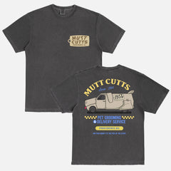 Funny Dumb and Dumber movie t-shirt with Mutt Cutts logo and sheepdog can on a unisex comfort colors tee