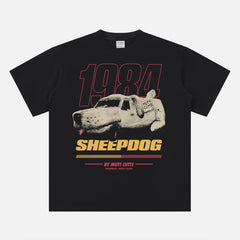 Funny Dumb and Dumber movie graphic tee shirt with retro Mutt Cutts Sheep Dog van art 