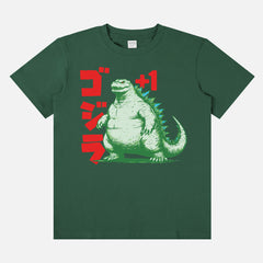 funny godzilla minus one vintage dark green graphic t-shirt, fat godzilla japanese movie poster memorabilia tee
