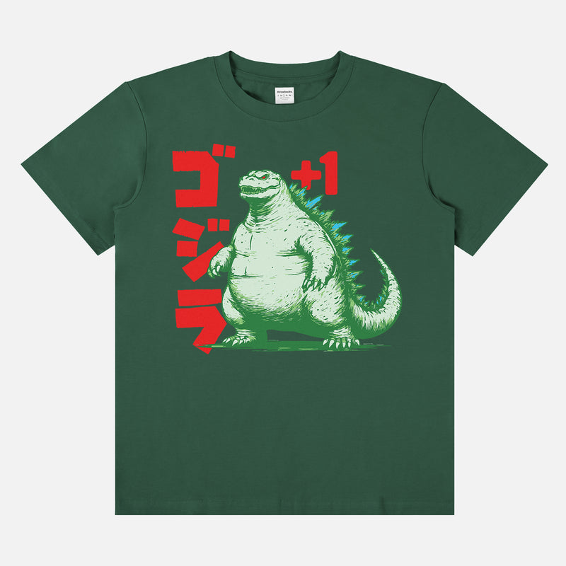 funny godzilla minus one vintage dark green graphic t-shirt, fat godzilla japanese movie poster memorabilia tee