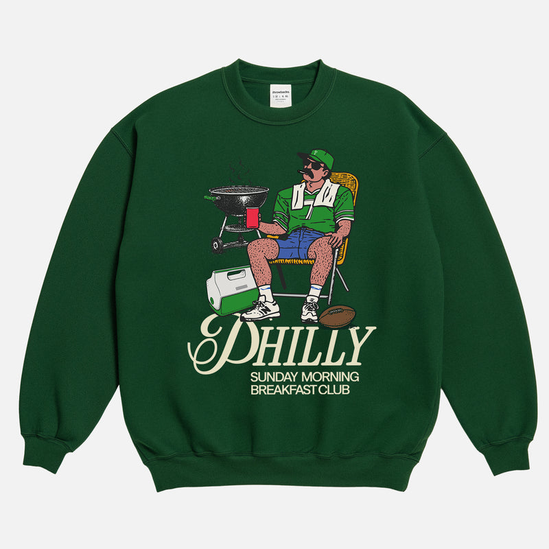 Funny Philadelphia Eagles tailgating sweatshirt with man drinking near bbq pit for philly football fans 