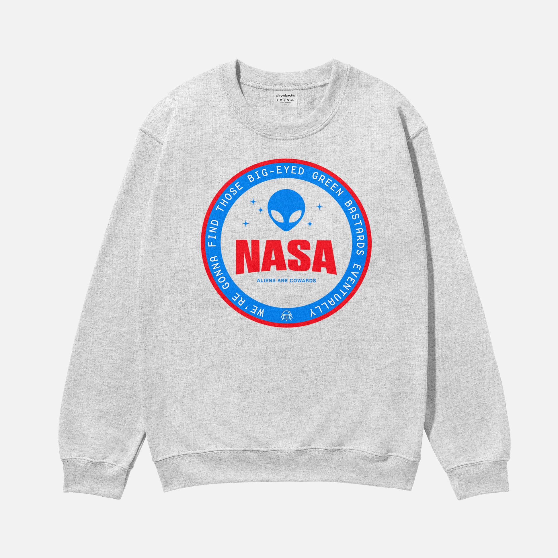 Funny NASA Alien logo sweatshirt, silly NASA UFO badge logo crewneck sweatshirt for men and women