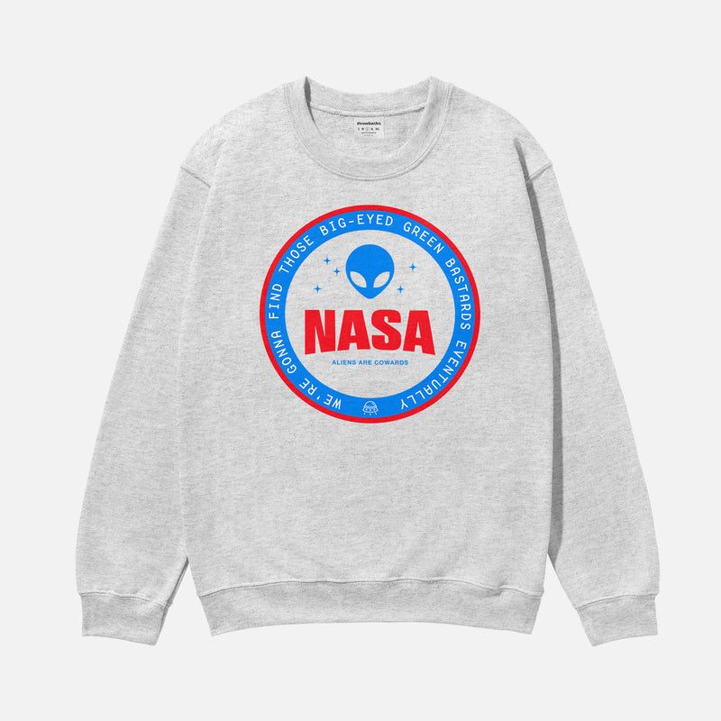 Funny NASA Alien logo sweatshirt, silly NASA UFO badge logo crewneck sweatshirt for men and women