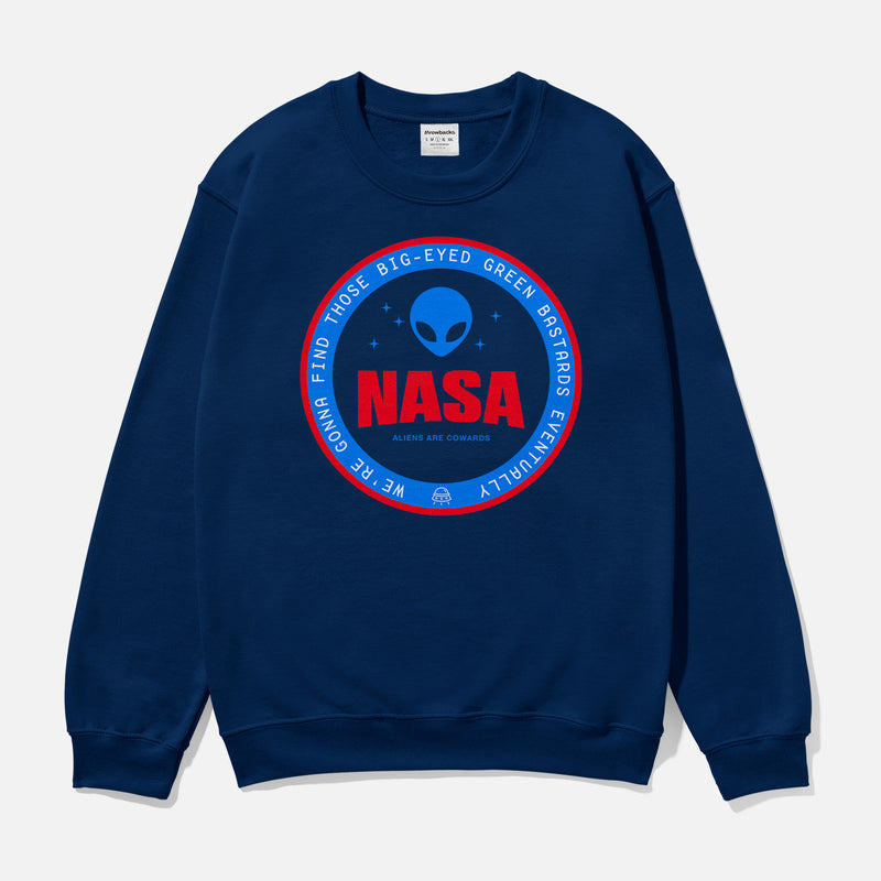 Funny NASA Alien logo sweatshirt, silly NASA UFO badge logo crewneck sweatshirt for men and women
