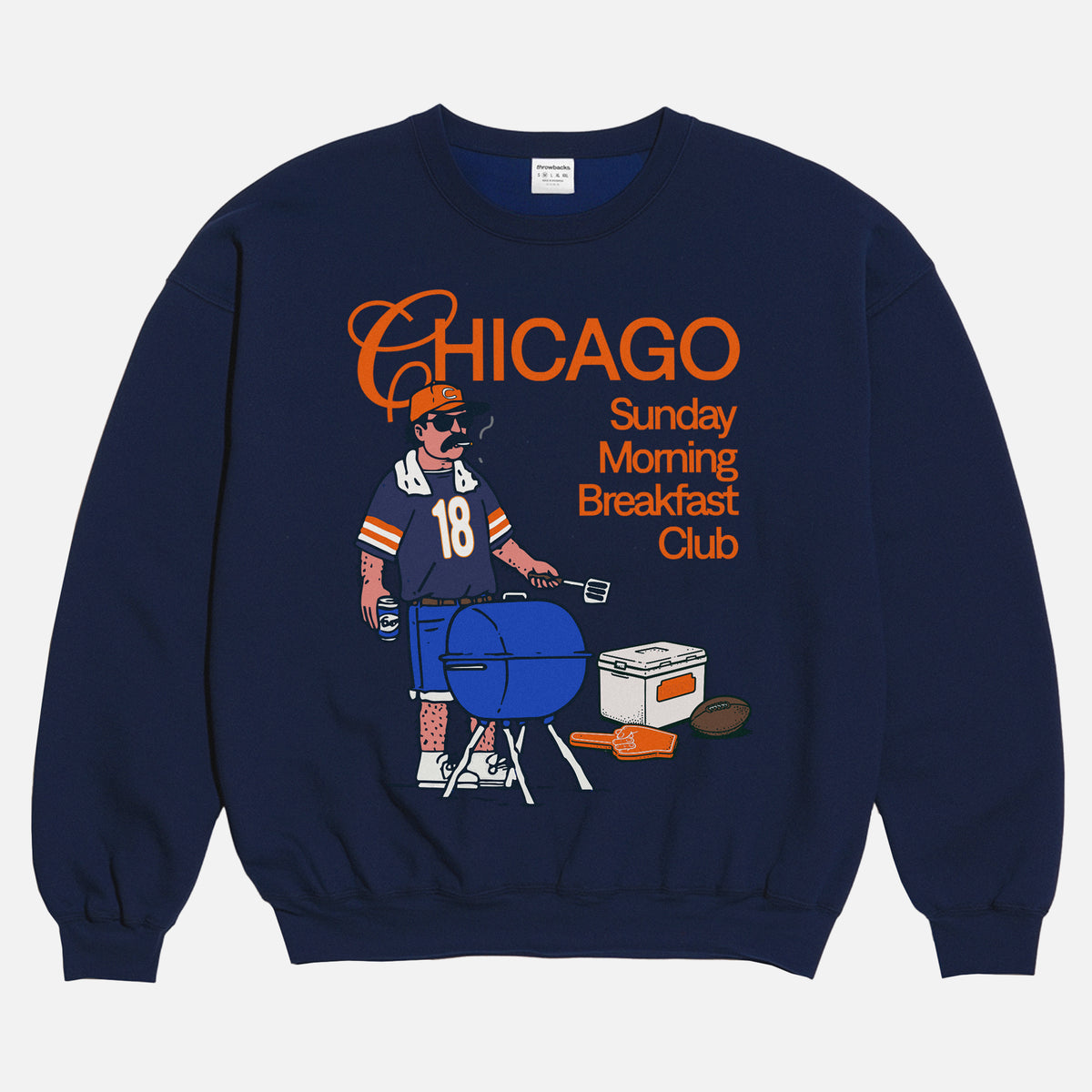 Retro Chicago Bears football fan sweatshirt  with funny tailgating drinking graphic on a unisex crewneck