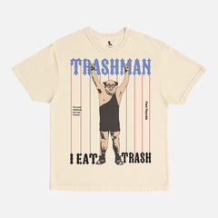 Frank Reynolds Trash Man wrestling t-shirt, funny beige it's always sunny in philadelphia tv show graphic tee for men and women