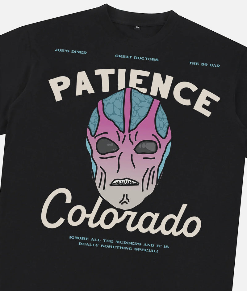 Funny Resident Alien Patience Colorado t-shirt, retro tv show graphic tee for men and women