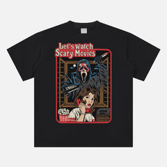 Funny Scream Ghost face Let's Watch Scary Movie retro horror movie t-shirt