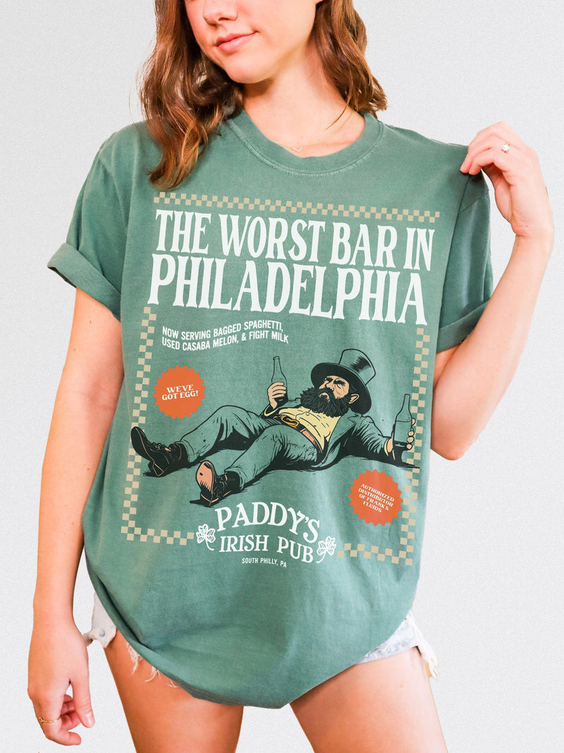 Its always sunny in philadelphia St. Patrick's day graphic tee, funny Paddy's Irish Pub drunk leprechaun Comfort Colors t-shirt