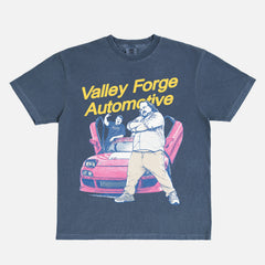 Shane Gillis Tires TV show shirt with shane and stavros with streetwear graphic and valley forge automotive center logo
