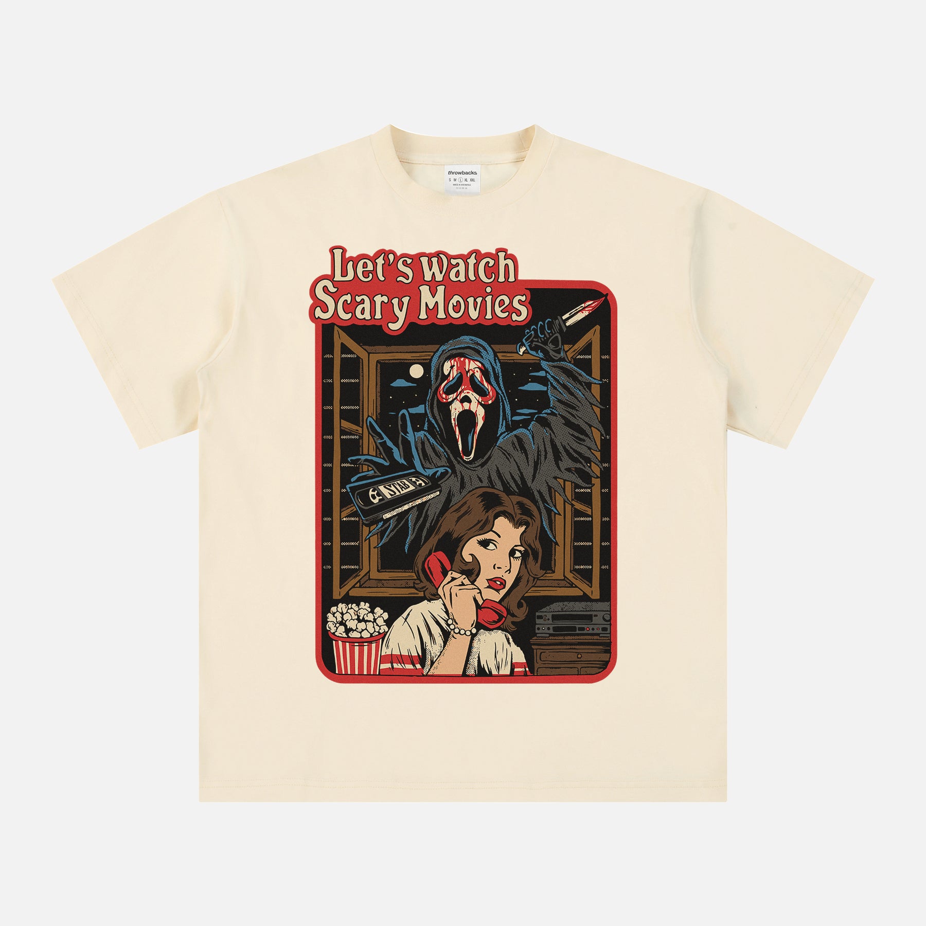 Funny Scream Ghostface Let's Watch Scary Movie retro horror movie t-shirt