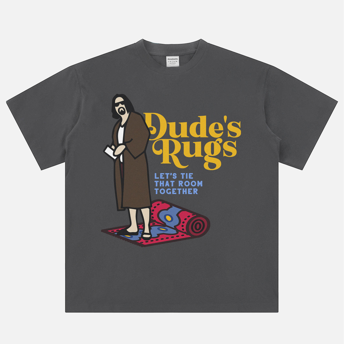 the big lebowski movie t-shirt, funny the dude's rugs company 90s movie graphic tee memorabilia