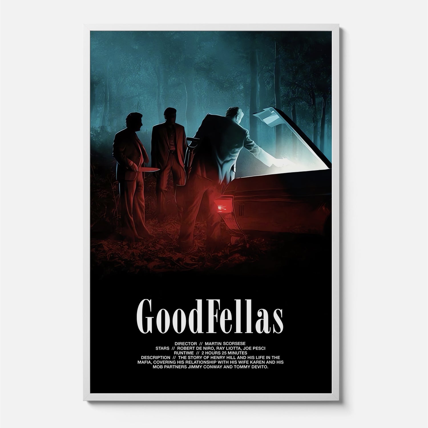 Framed large Goodfellas Alternate Movie Poster for sale at Throwbacks, 24x36 Goodfellas movie print wall art
